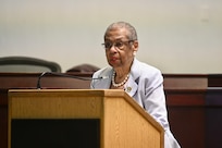 Rep. Eleanor Holmes Norton provides remarks prior to a D.C. Commission on Black Men and Boys meeting in Washington, D.C., April 30, 2024. The commission creates recommendations for federal and local legislators, policy makers, and residents.