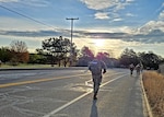 Sixty-one New Hampshire Guardsman embark at sunrise for the 18.6-mile Norwegian Foot March on May 4, 2024, from the Army Aviation Support Facility in Concord, N.H.