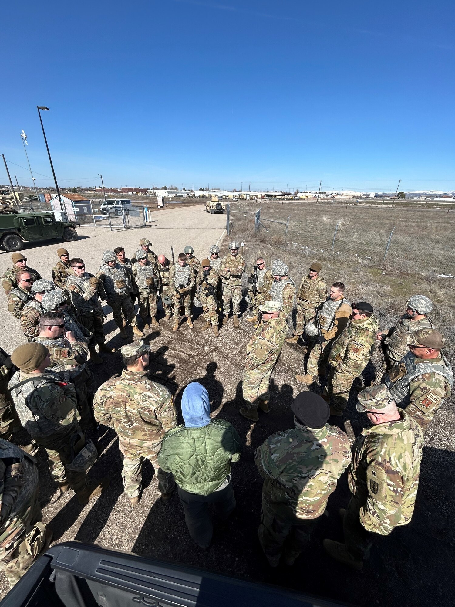 Thirty-three Airmen from the 124th Fighter Wing, Idaho Air National Guard, participate in an Advanced Ready Training exercise March 4-8, 2024, Gowen Field, Boise, Idaho. This ART featured hands-on classroom instruction and field-practical events, culminating with a field training exercise, enhancing their skills as Mission Ready Airmen. The training was facilitated by Soldiers with the Idaho Army National Guard’s 204th Regional Training Institute, located on Gowen Field. Three teams with Airmen from a variety of squadrons completed the training in order to become certified as a Mission Generation Force Element Team. (courtesy photos)