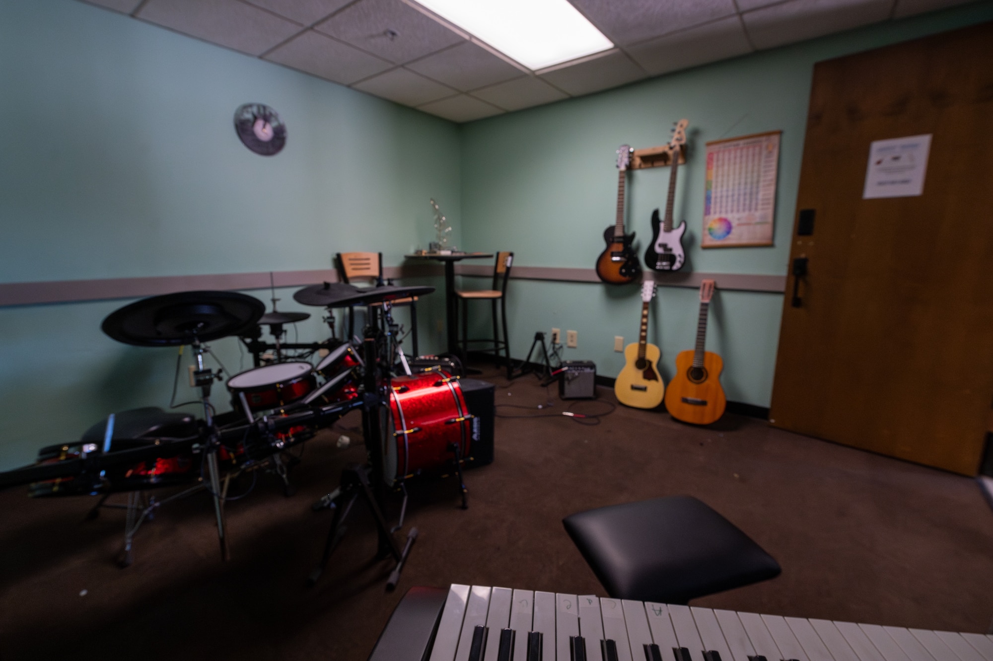 A view of a music room for dorm Airmen, April 29, 2024, at Luke Air Force Base, Arizona.