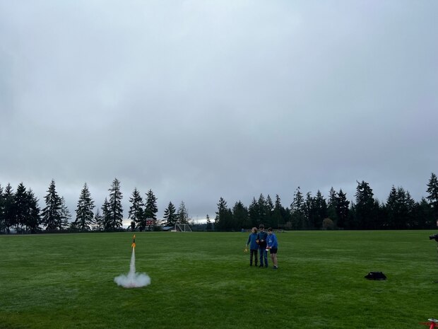 Volunteers from Strategic Weapons Facility-Pacific mentor students during the Ridgetop Middle School Spring Rocket Launch event. Students in the Introduction to Engineering class at Ridgetop Middle School count down and successfully launch a rocket that they built during the last week of class. Students are given the opportunity to not only build their own rocket but connect to the launch pads and fire them, many remarked it was a “blast!”  SWPFAC volunteers also partner with local schools to teach other Science, Technology, Engineering, and Mathematics learning activities throughout the year.