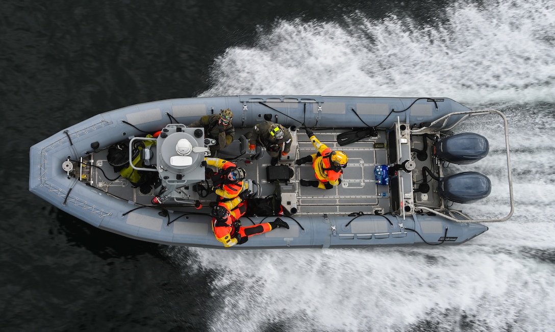 Crews from Coast Guard Air Station Sitka, Coast Guard Cutter Bailey Barco (WPC 1122), Sitka Mountain Rescue, and Air Force 210th, 211th, and 212th Rescue Squadrons conducted a week-long search and rescue exercise in Sitka, Alaska, April 30 through May 2, 2024. Crews tackled a series of mini scenarios ranging from lost hikers to an avalanche scenario. The exercise culminated with a mass-casualty event involving multiple agencies responding in concert to a scene with 28 survivors in distress. (U.S. Coast Guard photo by Petty Officer Second Class Ian Gray)