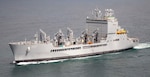 USNS Earl Warren (T-AO 207) during a testing event. The Navy accepted delivery of T-AO 207, May 7, following successful completion of Integrated Sea Trials.