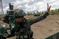 A Philippine Marine conducts a rehearsal with a M101 105mm Howitzer prior to a live-fire training event during Exercise Balikatan 24 at Rizal, Luzon, Philippines, May 2, 2024. BK 24 is an annual exercise between the Armed Forces of the Philippines and the U.S. military designed to strengthen bilateral interoperability, capabilities, trust, and cooperation built over decades of shared experiences. (U.S. Marine Corps photo by Cpl. Kyle Chan)
