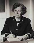 Then-Lieutenant Elizabeth Reynard in WAVES uniform, ca. 1942. (Sozio, A. F., Schlesinger Library, Harvard Radcliffe Institute).