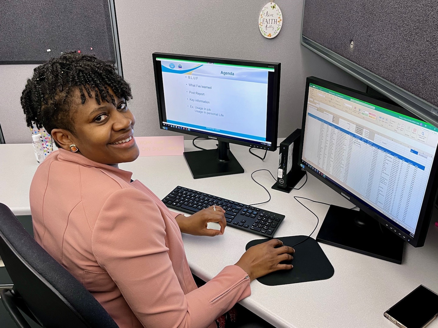 a women sits in front of her computer