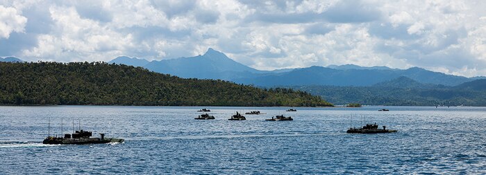 240504-M-HP224-1371 OYSTER BAY, Philippines (May 4, 2024) U.S. Marines assigned to Alpha Company, Battalion Landing Team 1/5, 15th Marine Expeditionary Unit, conduct a waterborne gunnery live-fire training with amphibious combat vehicles during Exercise Balikatan 24 in Oyster Bay, Philippines, May 4, 2024. BK 24 is an annual exercise between the Armed Forces of the Philippines and the U.S. military designed to strengthen bilateral interoperability, capabilities, trust, and cooperation built over decades of shared experiences. (U.S. Marine Corps photo by Cpl. Aidan Hekker)