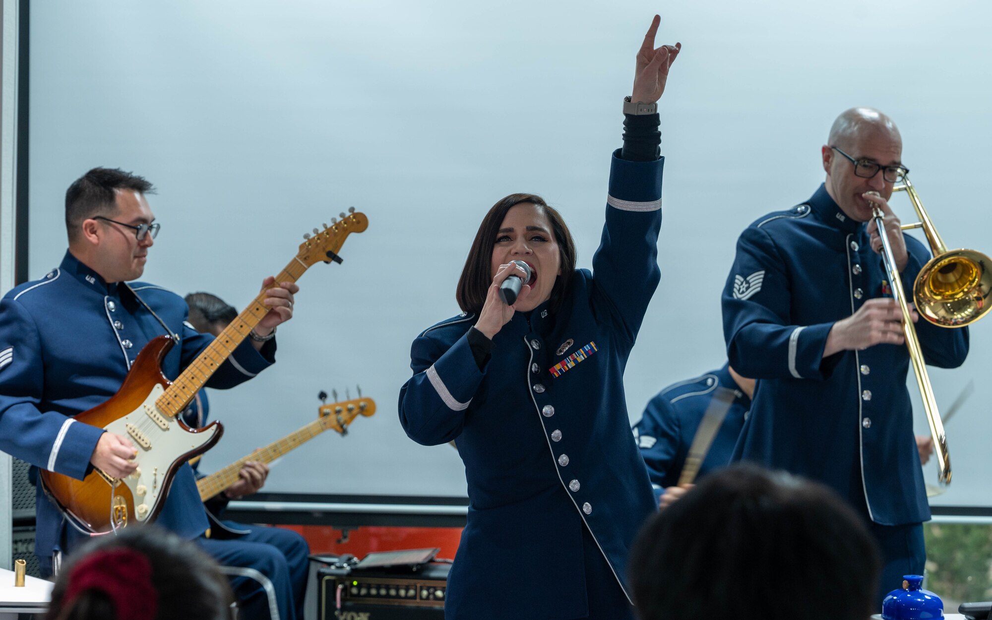 Band members perform.