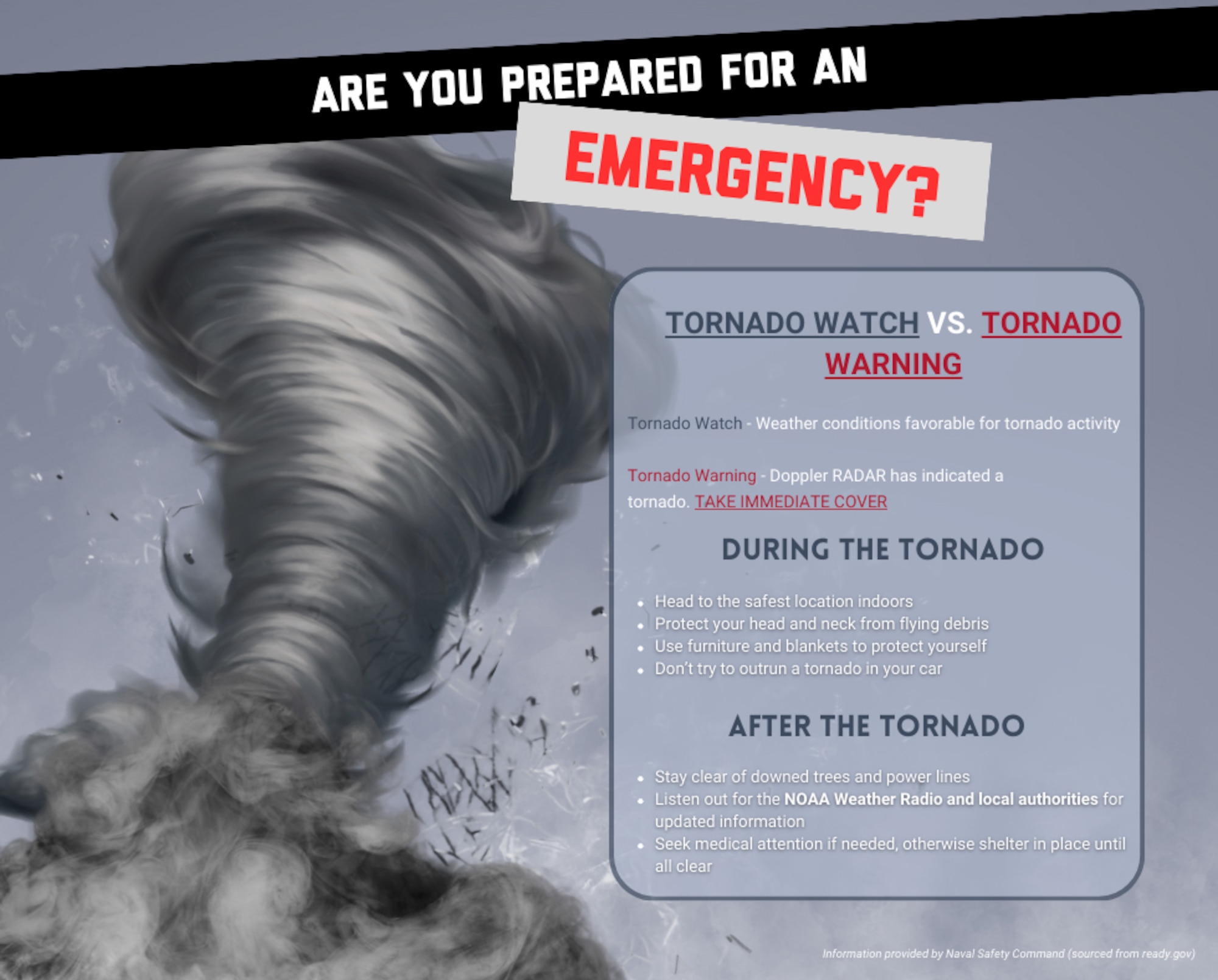 Graphic with a tornado.