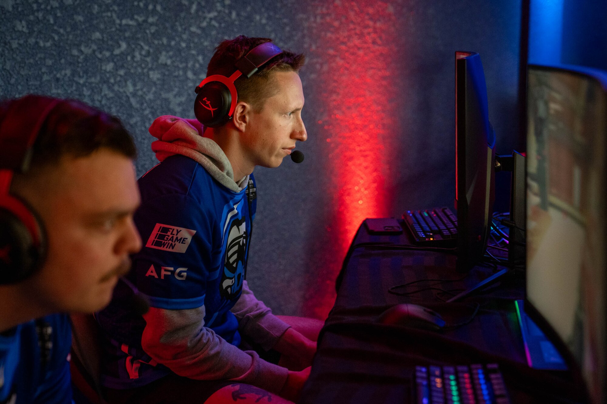 U.S. Air Force Airman 1st Class Nicholas Mattina, a member of the 81st Security Forces Squadron and Keesler’s Eastern Regional Esports Invitational team, compete during Keesler Con and the EREI at Keesler Air Force Base, Mississippi, May 4, 2024.
