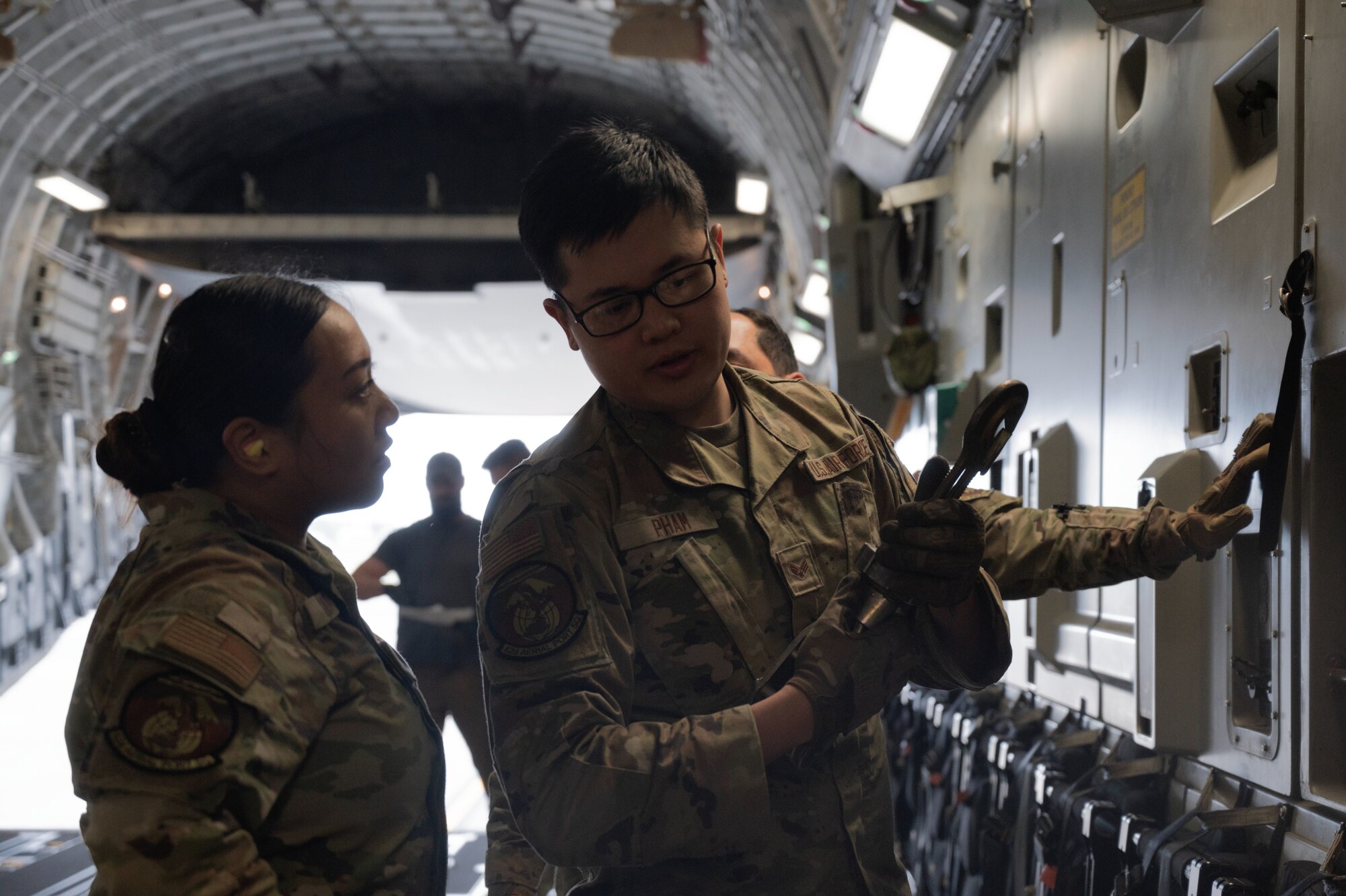In a collaborative effort, the 62d Airlift Wing partnered with the U.S. Army’s 1st Battalion, 14th Field Artillery Regiment, 75th Field Artillery Brigade, to load multiple High Mobility Multipurpose Wheeled Vehicles (Humvees) and High Mobility Artillery Rocket Systems (HIMARS) into a U.S. Air Force C-17 Globemaster III at Joint Base Lewis-McChord, Washington, May 3, 2024. This joint effort is in support of Exercise Swift Response 24, which is a U.S. Army Europe & Africa led exercise focused on Allied airborne forces’ ability to respond to crises quickly and effectively as an interoperable, multi-national team. The airborne operations and training with Allies and partners showcase the 62d AW’s ability to execute today’s global airlift mission across the globe.