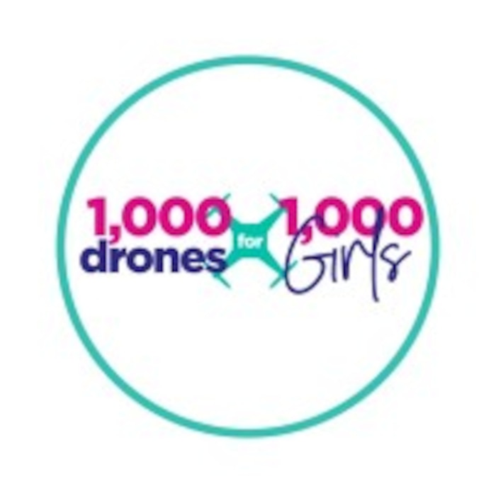 Pink, Green and Purple drone logo