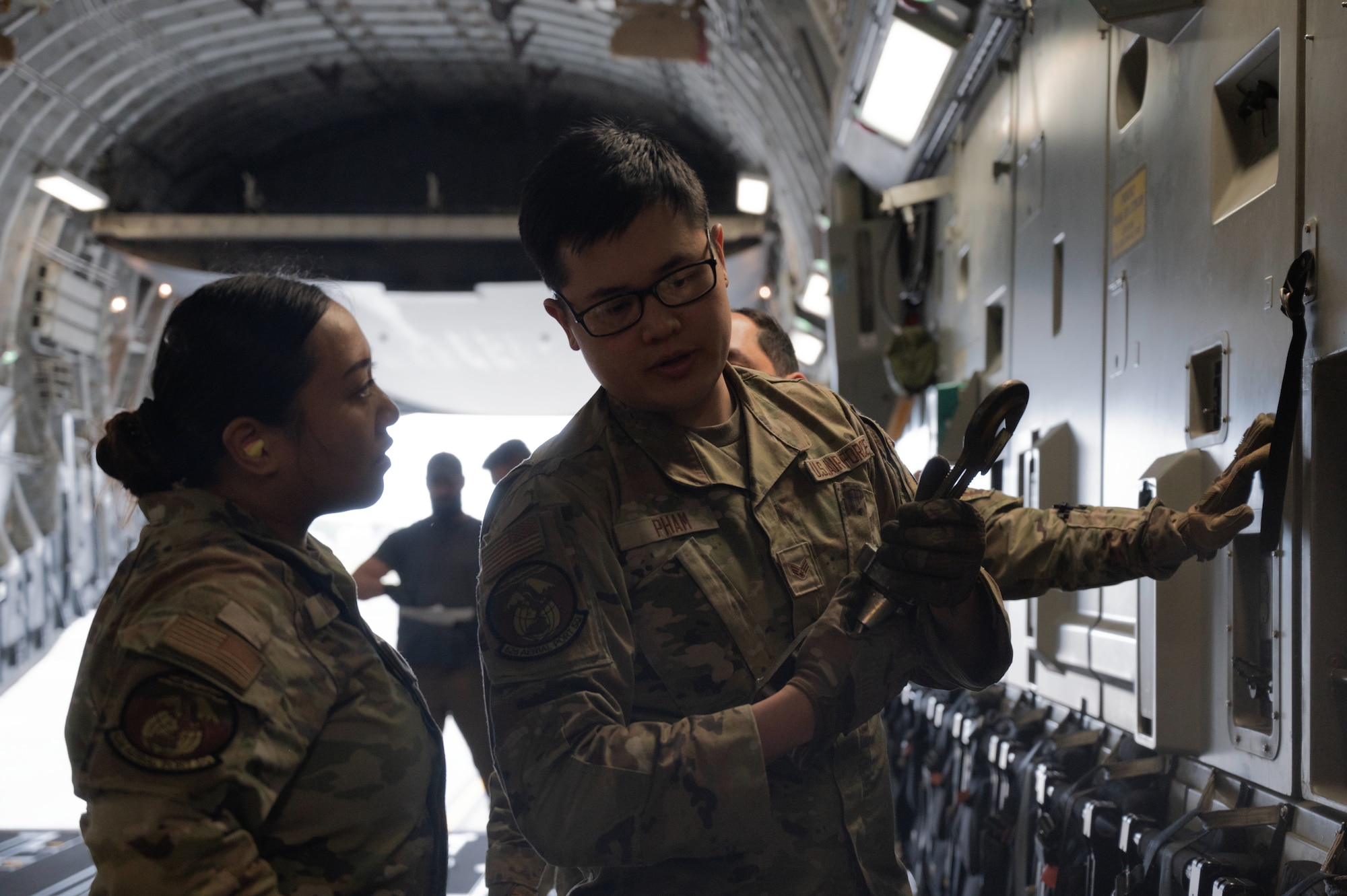 In a collaborative effort, the 62d Airlift Wing partnered with the U.S. Army’s 1st Battalion, 14th Field Artillery Regiment, 75th Field Artillery Brigade, to load multiple High Mobility Multipurpose Wheeled Vehicles (Humvees) and High Mobility Artillery Rocket Systems (HIMARS) into a U.S. Air Force C-17 Globemaster III at Joint Base Lewis-McChord, Washington, May 3, 2024. This joint effort is in support of Exercise Swift Response 24, which is a U.S. Army Europe & Africa led exercise focused on Allied airborne forces’ ability to respond to crises quickly and effectively as an interoperable, multi-national team. The airborne operations and training with Allies and partners showcase the 62d AW’s ability to execute today’s global airlift mission across the globe.