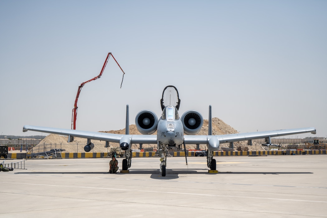 U.S. Air Force A-10 Thunderbolt IIs from the 104th Fighter Squadron, assigned to the Maryland Air National Guard, as well as support personnel participate in Desert Flag 2024, May 9, 2024.  Desert Flag provides strategic training which includes 10 countries and 12 separate airframes to build upon a cohesive fighting force in the defense of the Arabian Peninsula. Along with the U.S., the participating countries include: France, Germany, Kuwait, Oman, Saudi Arabia, South Korea, Turkey, UAE, and the United Kingdom. (U.S. Air Force photo)