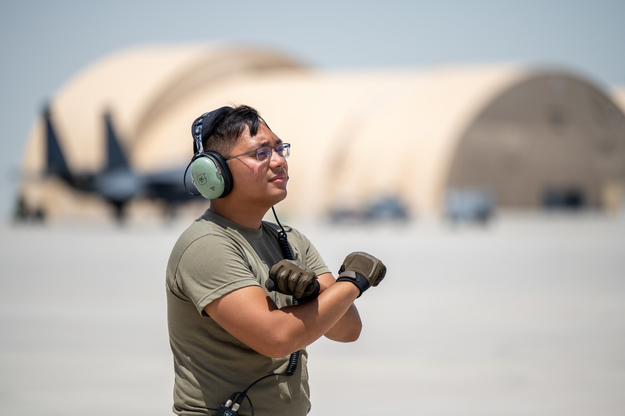 U.S. Air Force A-10 Thunderbolt IIs from the 104th Fighter Squadron, assigned to the Maryland Air National Guard, as well as support personnel participate in Desert Flag 2024, May 9, 2024.  Desert Flag provides strategic training which includes 10 countries and 12 separate airframes to build upon a cohesive fighting force in the defense of the Arabian Peninsula. Along with the U.S., the participating countries include: France, Germany, Kuwait, Oman, Saudi Arabia, South Korea, Turkey, UAE, and the United Kingdom. (U.S. Air Force photo)