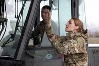 Alaska Air National Guard Senior Master Sgt. Shannon Weaver, right, a loadmaster from the 144th Airlift Squadron, 176th Wing, guides a forklift loading equipment onto a C-17 Globemaster III in support of the Kodiak Arctic Care 24 Innovative Readiness Training Mission at Joint Base Elmendorf-Richardson, Alaska, May 6, 2024. Personnel from across the U.S. Uniformed Services partnered with the Kodiak Area Native Association to deliver free medical, dental, optometry and veterinary services to residents across Alaska’s remote Kodiak Island borough.