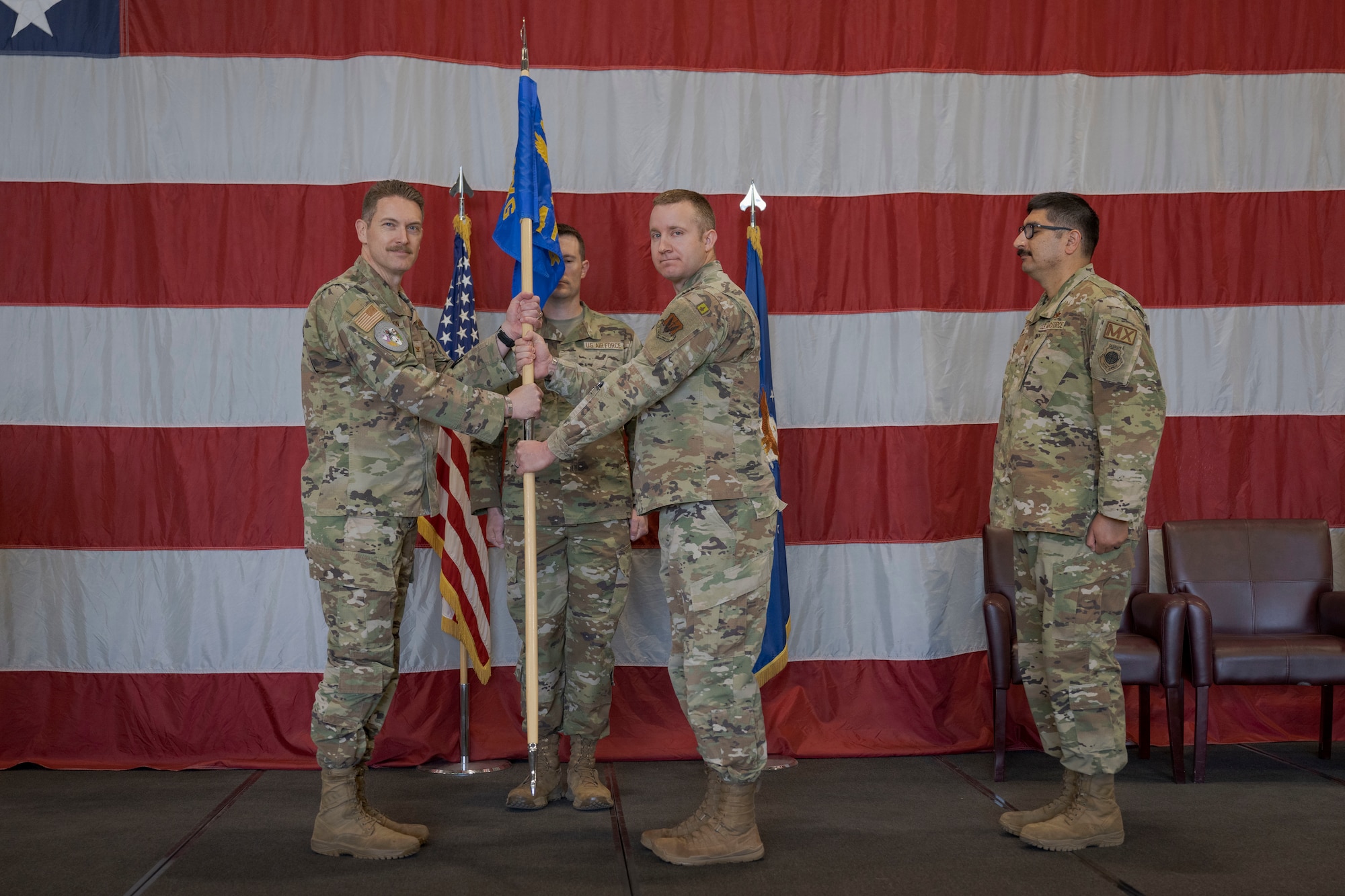 A photo of Airmen during a change of command ceremony