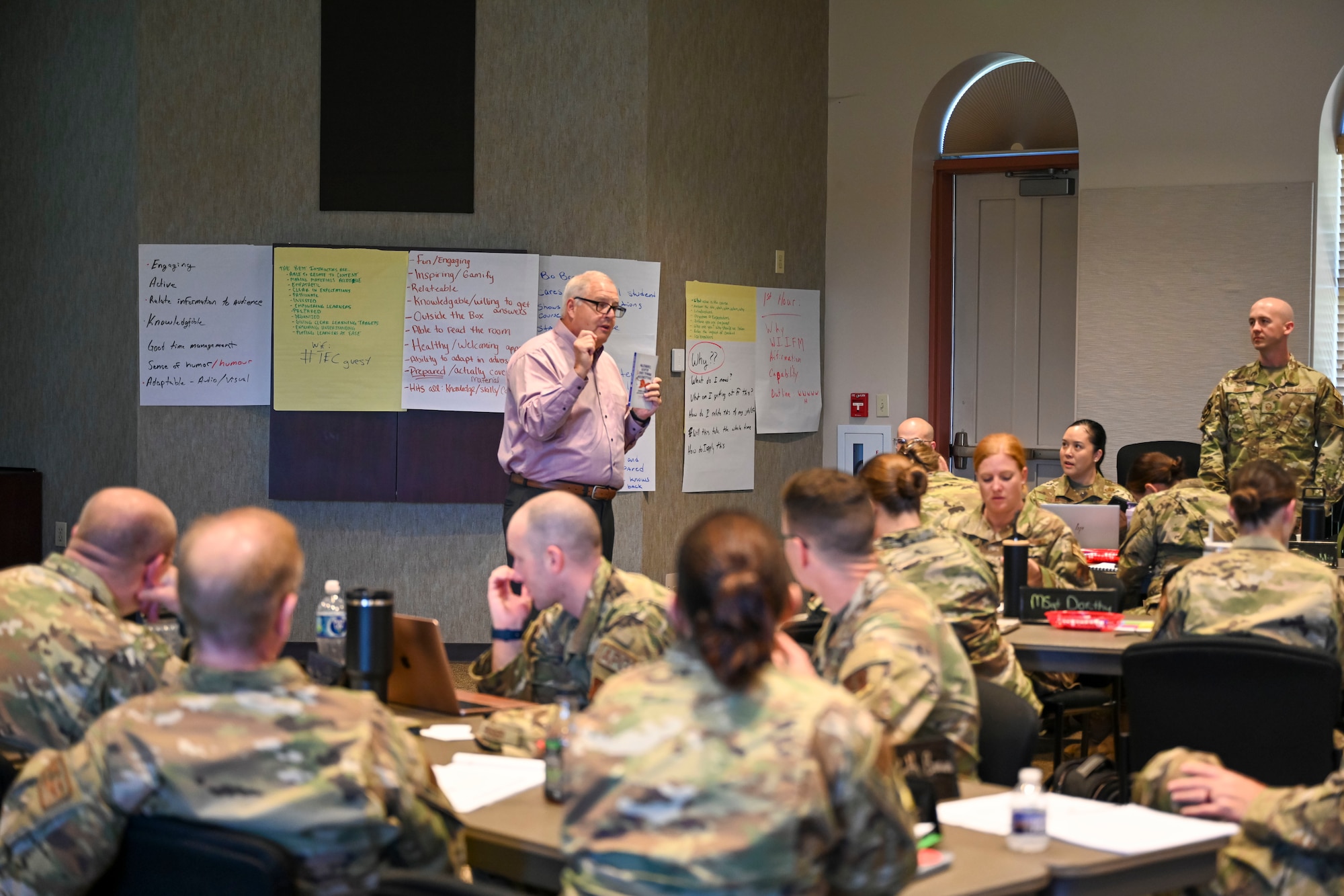Mr. John Erdman, learning development instructor, I.G. Brown Training and Education Center’s TEC-University, speaks to the students of the inaugural Foundations Instructor Course, McGhee Tyson Air National Guard Base, Tennessee, May 2, 2024.  After months of development the TEC-U Learning Development team held their first Foundations Instructor Course on April 29, 2024.