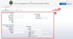 User Account and Contact Information needs to be confirmed and added when requesting a role in AMPS. To continue in the process select the Next button.