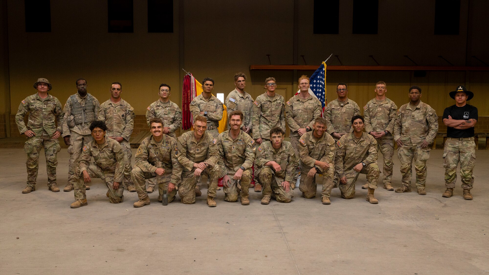 U.S. Army and U.S. Space Force Spur holders and candidates pose for a photo after a Spur Ride at Fort Bliss, Texas, April 30, 2024.