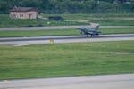 A U.S. Air Force F-16 Fighting Falcon assigned to the 36th Fighter Squadron lands on a runway at Osan Air Base, Republic of Korea, May 8, 2024. The 36th FS aircraft returned from the Red Flag-Alaska 24-1 training event with sustained operational capabilities and improved interoperability with allies. (U.S. Air Force Photo by Senior Airman Kaitlin Frazier)