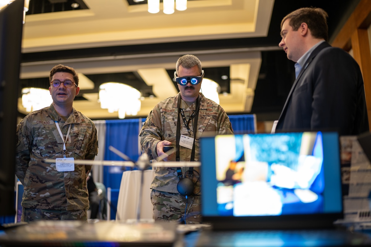 Airmen using VR headset