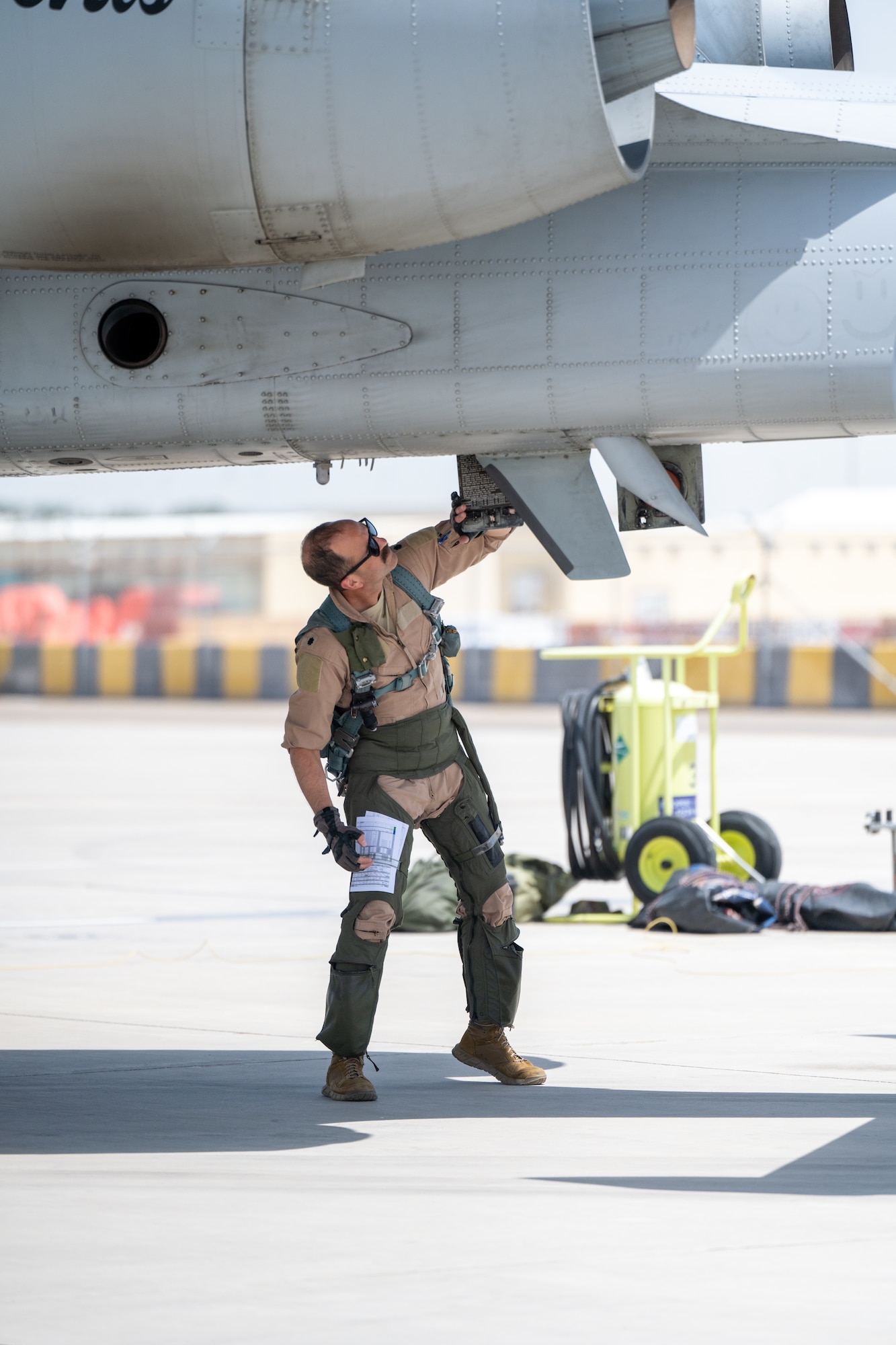 U.S. Air Force A-10 Thunderbolt IIs from the 104th Fighter Squadron, assigned to the Maryland Air National Guard, as well as support personnel participate in Desert Flag 2024, May 9, 2024.  Desert Flag provides strategic training which includes 10 countries and 12 separate airframes to build upon a cohesive fighting force in the defense of the Arabian Peninsula. Along with the U.S., the participating countries include: France, Germany, Kuwait, Oman, Saudi Arabia, South Korea, Turkey, UAE, and the United Kingdom. (U.S. Air Force photo)