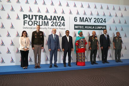 Army Gen. Daniel Hokanson, chief, National Guard Bureau, participates in the 2024 Defence Services Asia conference and exhibit, Kuala Lumpur, Malaysia, May 6, 2024. While at DSA, Hokanson joined a panel discussion to talk about the National Guard State Partnership Program.