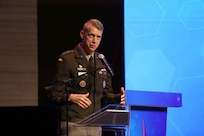 Army Gen. Daniel Hokanson, chief, National Guard Bureau, participates in the 2024 Defence Services Asia conference and exhibit, Kuala Lumpur, Malaysia, May 6, 2024. While at DSA, Hokanson joined a panel discussion to talk about the National Guard State Partnership Program.