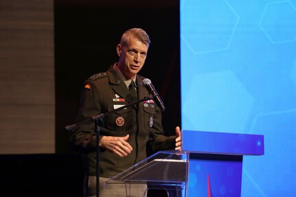 Army Gen. Daniel Hokanson, chief, National Guard Bureau, participates in the 2024 Defence Services Asia conference and exhibit, Kuala Lumpur, Malaysia, May 6, 2024. While at DSA, Hokanson joined a panel discussion to talk about the National Guard State Partnership Program.