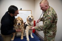 The District of Columbia Army Aviation hosted a wellness event featuring veteran and content creator Kavin Bubolz along with his dogs Emma and Ellie March 10, 2024 at the Army Aviation Support Facility on Fort Belvoir.