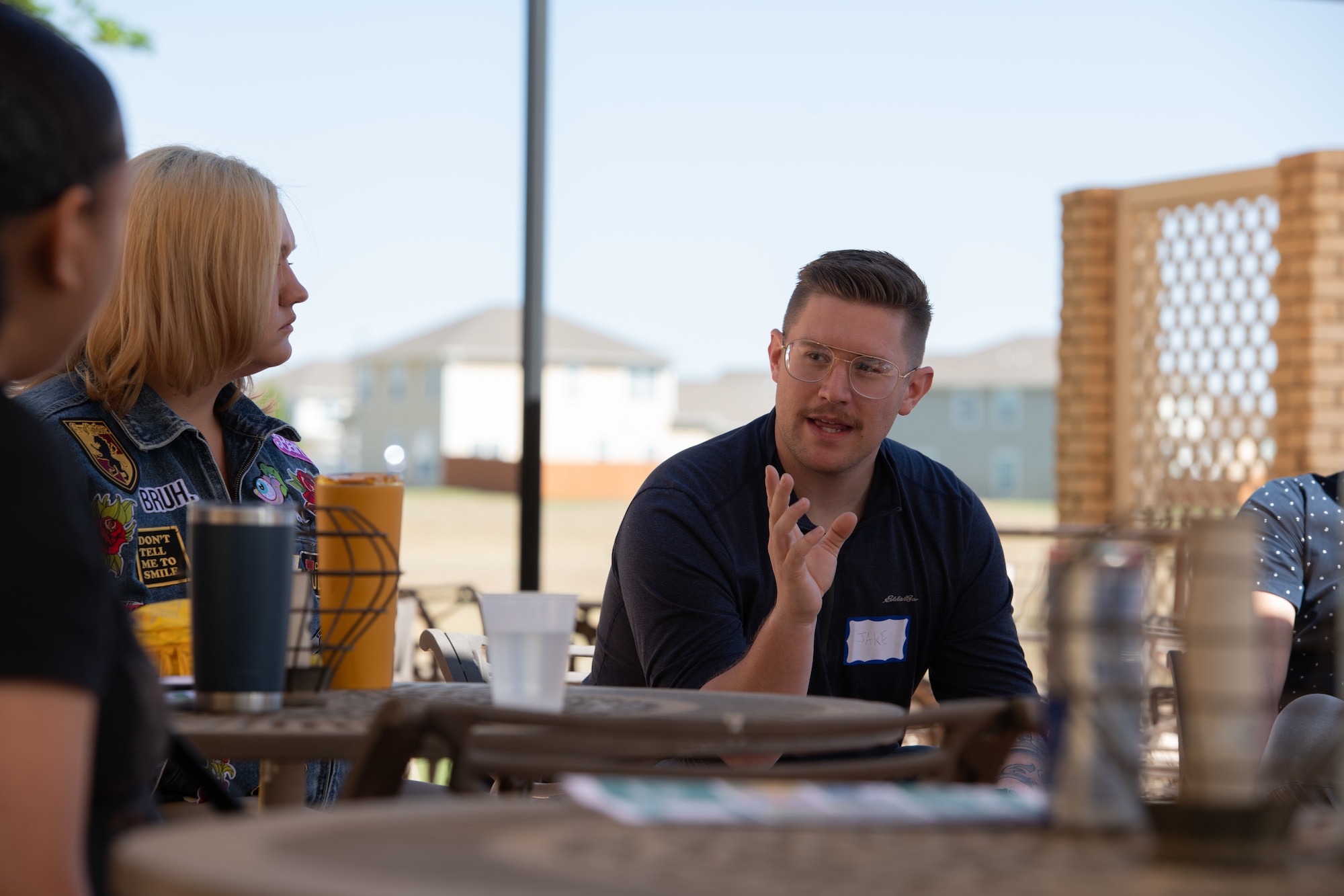 U.S. Air Force Tech. Sgt. Jacob Hartner, Applied Suicide Intervention Skills Training (ASIST) trainer, leads a group conversation exercise during an ASIST workshop at Cannon Air Force Base, New Mexico, May 8, 2024. The 27th Special Operations Wing employs programs like ASIST to help promote help-seeking behavior and reduce stigmas surrounding mental health care, protecting its most important asset: its people. (U.S. Air Force photo by Senior Airman Drew Cyburt)