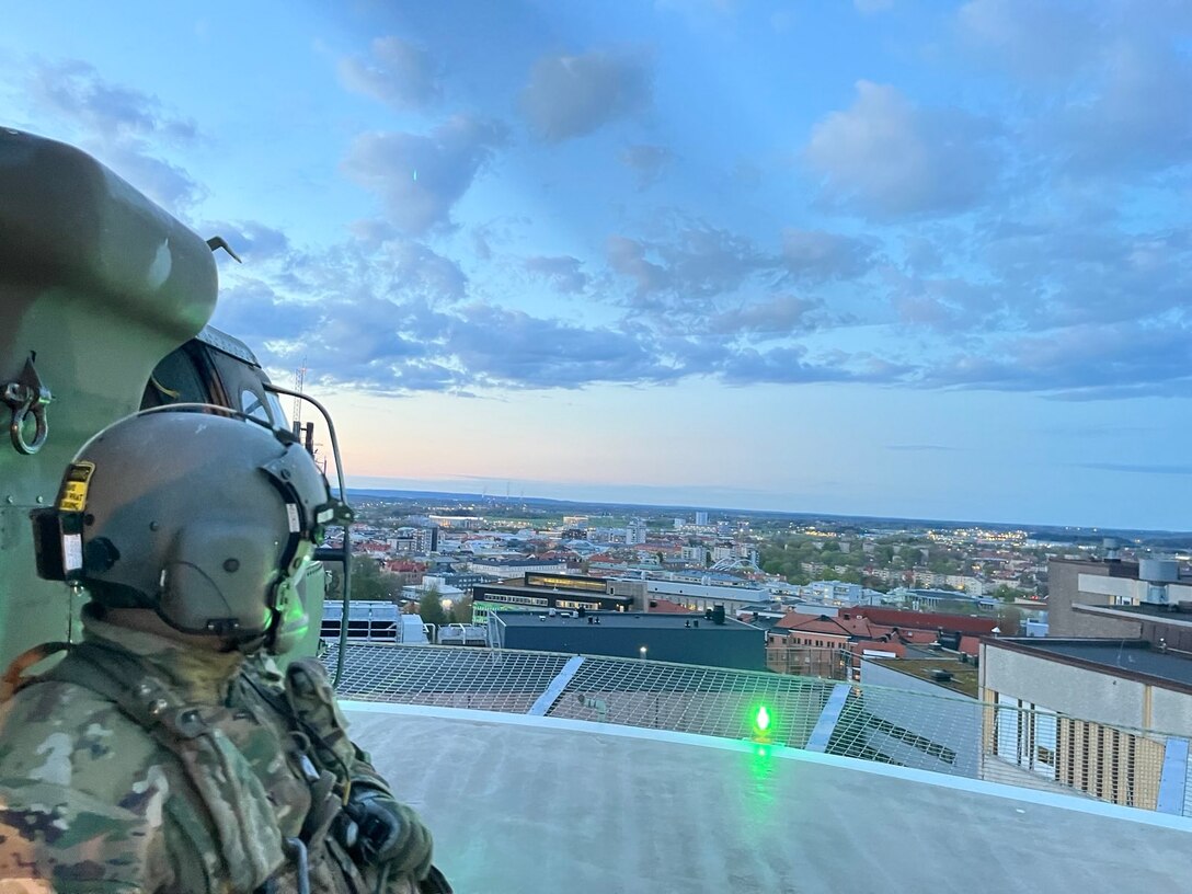 Task Force Tiger pilot lands CASEVAC atop Swedish hospital