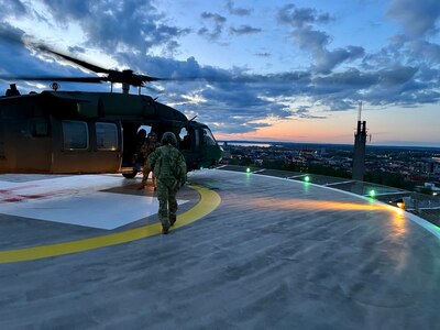 Task Force Tiger pilot lands CASEVAC atop Swedish hospital