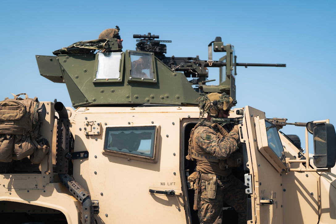 U.S. Marines with 3rd Littoral Combat Team, 3rd Marine Littoral Regiment, 3rd Marine Division, conduct a dry-fire rehearsal in preparation for a counter landing live-fire exercise at La Paz Sand Dunes, Ilocos Norte, Philippines, May 4, 2024. Balikatan 24 is an annual exercise between the Armed Forces of the Philippines and the U.S. military designed to strengthen bilateral interoperability, capabilities, trust, and cooperation built over decades of shared experiences. (U.S. Marine Corps photo by Cpl. Eric Huynh)