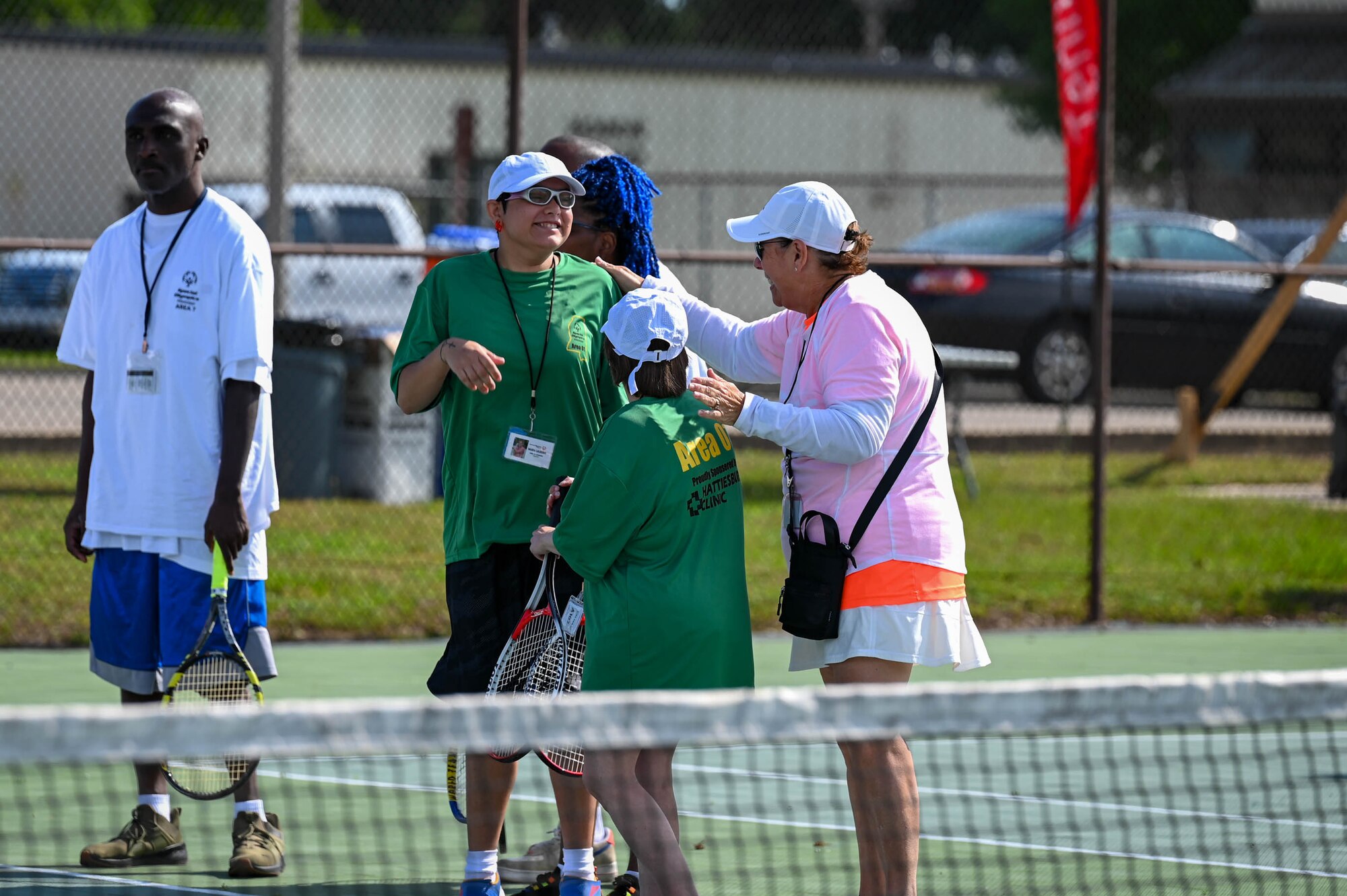 Special Olympics Mississippi athletes play tennis at Keesler Air Force Base, Mississippi, May 11, 2024.