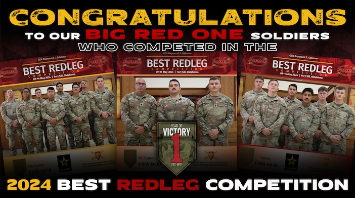 Congratulations to our BIG RED ONE soldiers who competed in the 2024 Best Redleg Competition! Duty First!

The Gen. Raymond T. Odierno Best Redleg Competition is an integral part of the Field Artillery Branch’s pursuit of excellence and continuous effort to enhance the overall combat effectiveness of the Field Artillery warfighter to provide timely and accurate fires.