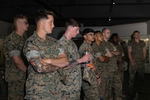 U.S. Marines with Golf Company, 2nd Battalion, 1st Marine Regiment receive a museum tour during a visit at MCRD San Diego, California, April 29, 2024. The purpose of this visit is to familiarize the company on Special Duty Assignment opportunities as they weigh reenlistment options and career progression. (U.S. Marine Corps photo by Lance Cpl. Janell B. Alvarez)