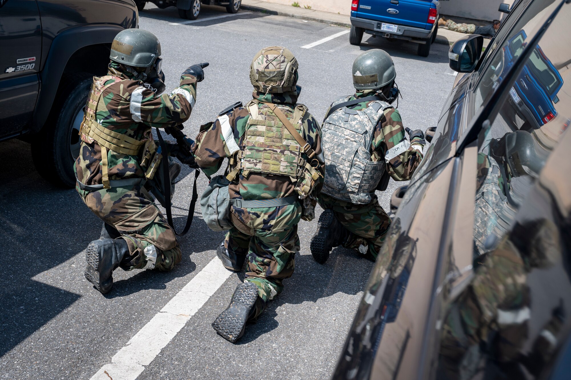 U.S. Air Force Airmen assigned to the 51st Communications Squadron prepare for counter-attack in a simulated attack scenario during Beverly Herd 24-1 at Osan Air Base, Republic of Korea, May 14, 2024. The 51st CS Airmen enable critical communication across the installation, enabling the 51st Fighter Wing to respond and relay information efficiently to personnel. The Airmen of the 51st Fighter Wing continuously train to maintain the high level of full-spectrum readiness required to execute the mission proficiently and effectively. (U.S. Air Force photo by Senior Airman Sabrina Fuller-Judd)