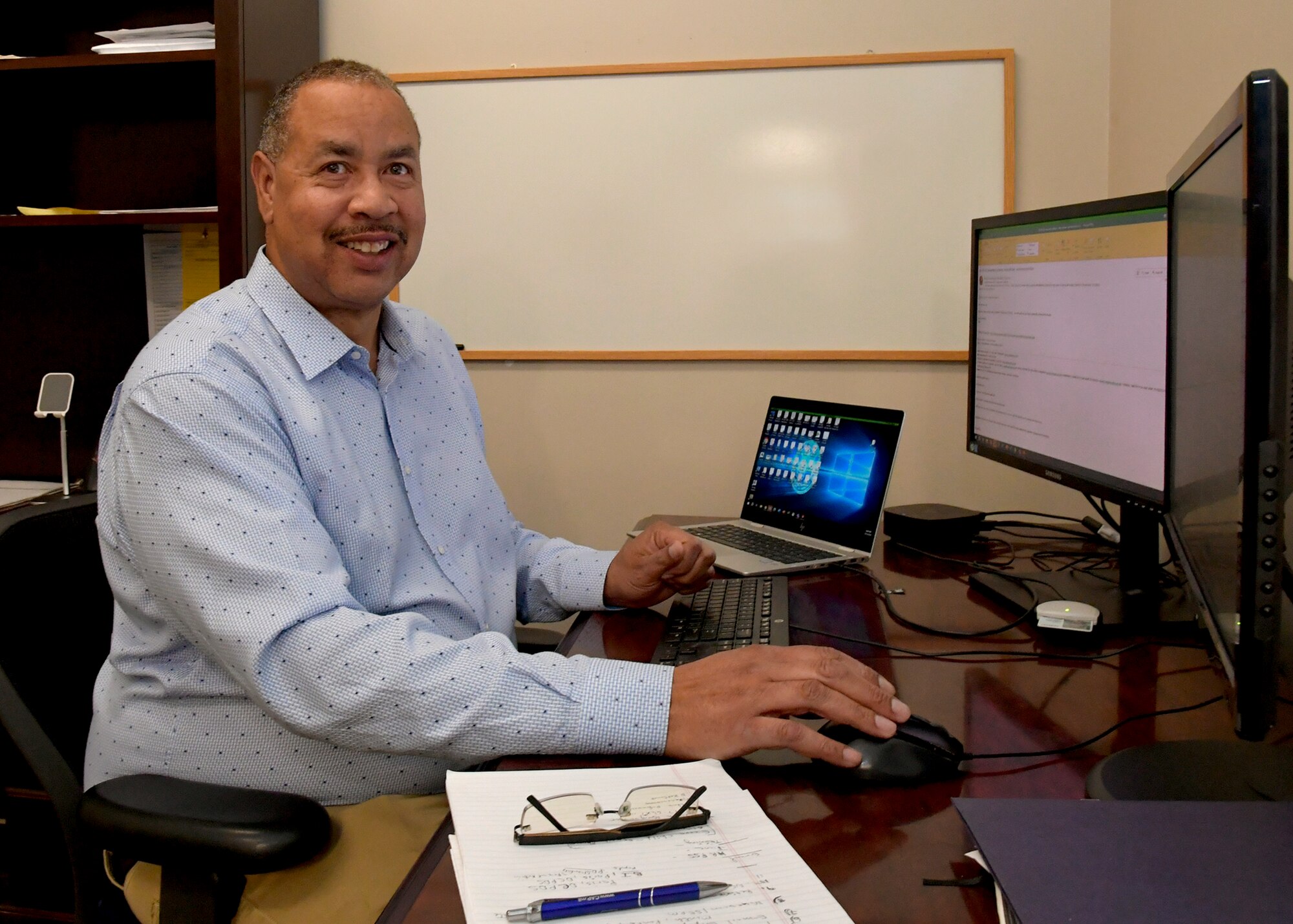 Greg Boykin is the Disability Program Manager for the base and also the Persons with Disabilities special emphasis program.  He is responsible for the concerns of disabled employees in the areas of hiring, training, mentoring, career development and retention. (U.S. Air Force Photo by Todd Cromar)