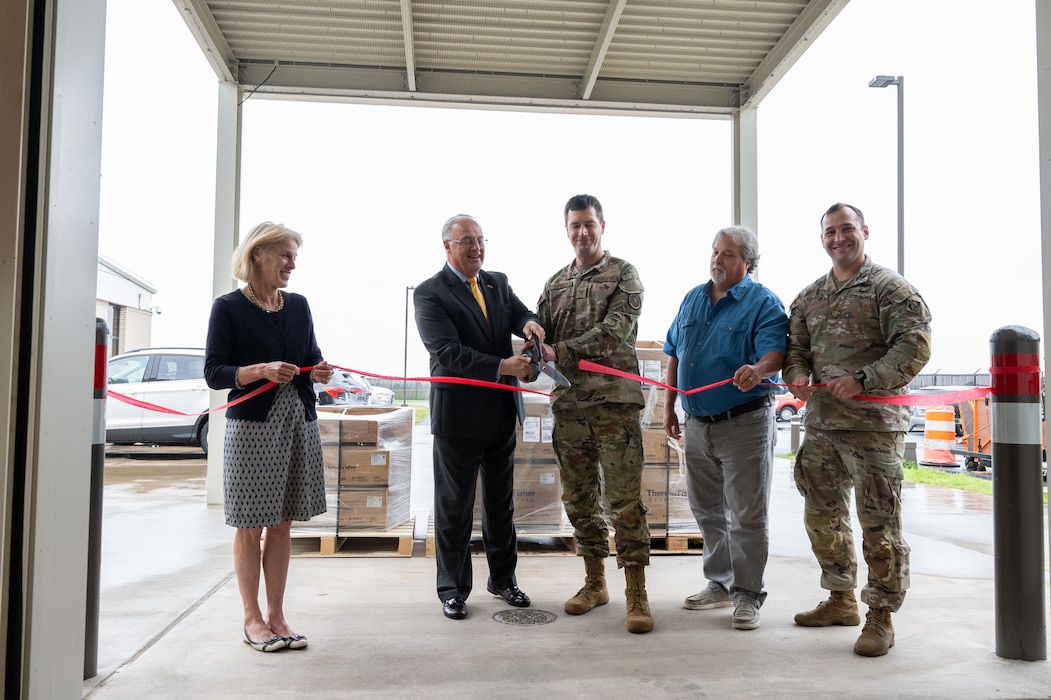 USACE recently joined partners for ribbon cutting ceremony of the AFMES Mark A. Vojtecky Logistics Wing warehouse addition at Dover Air Force Base, Delaware. 