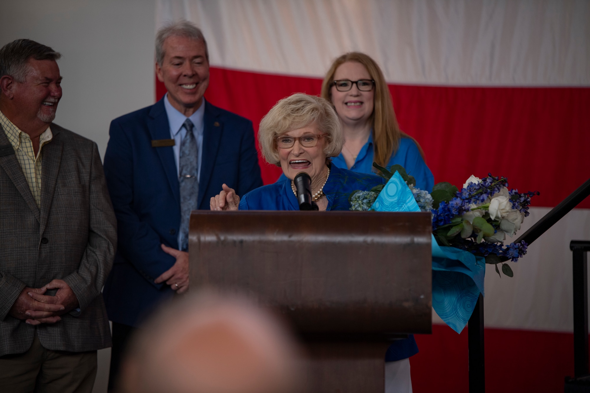 Dr. Lucy speaks to the crowd