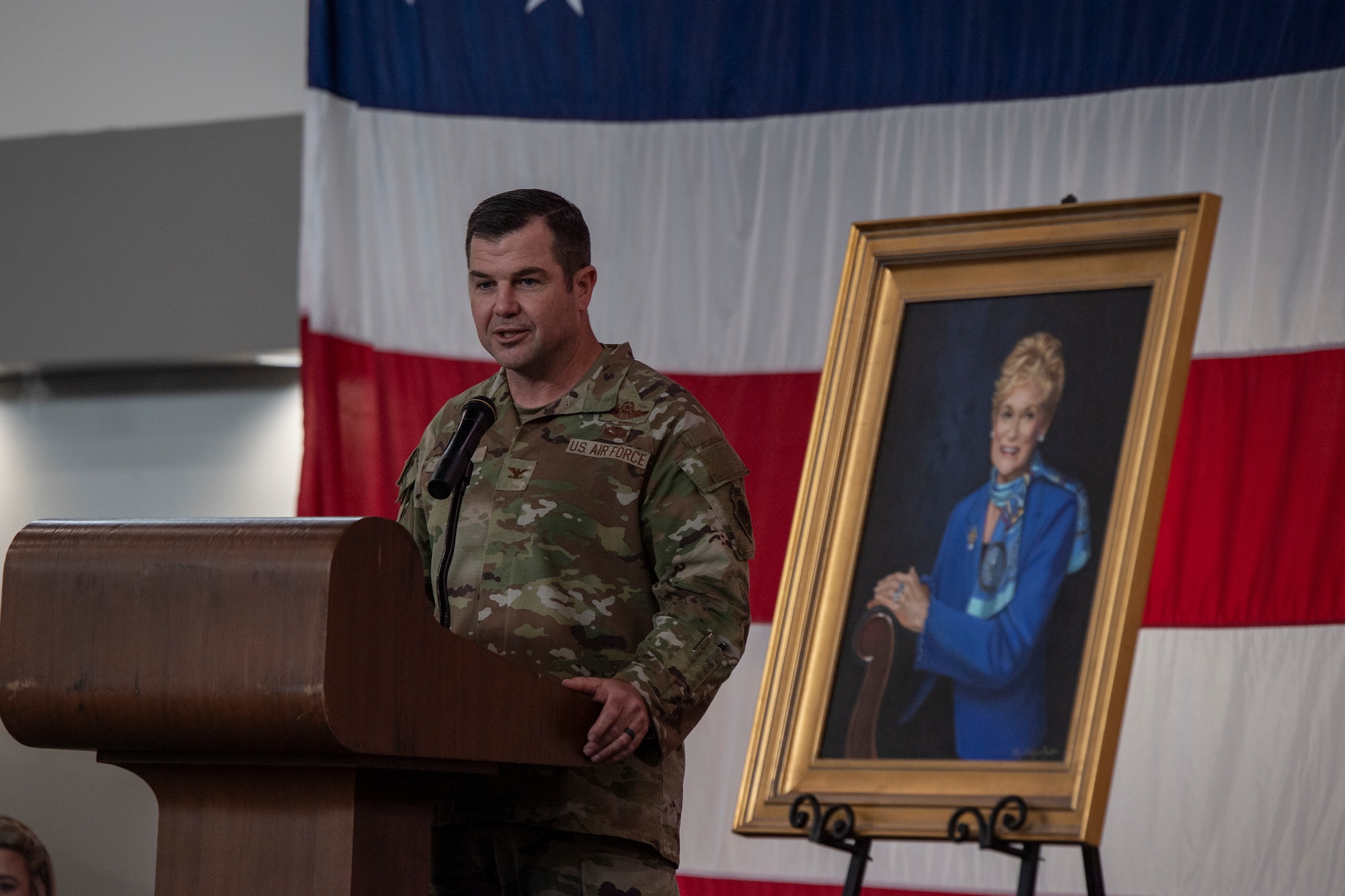 23rd wing commander speaks to crowd