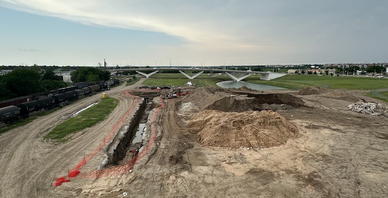 Wide shot of the Greenleaf Sump Storm Drain section of Central City project.