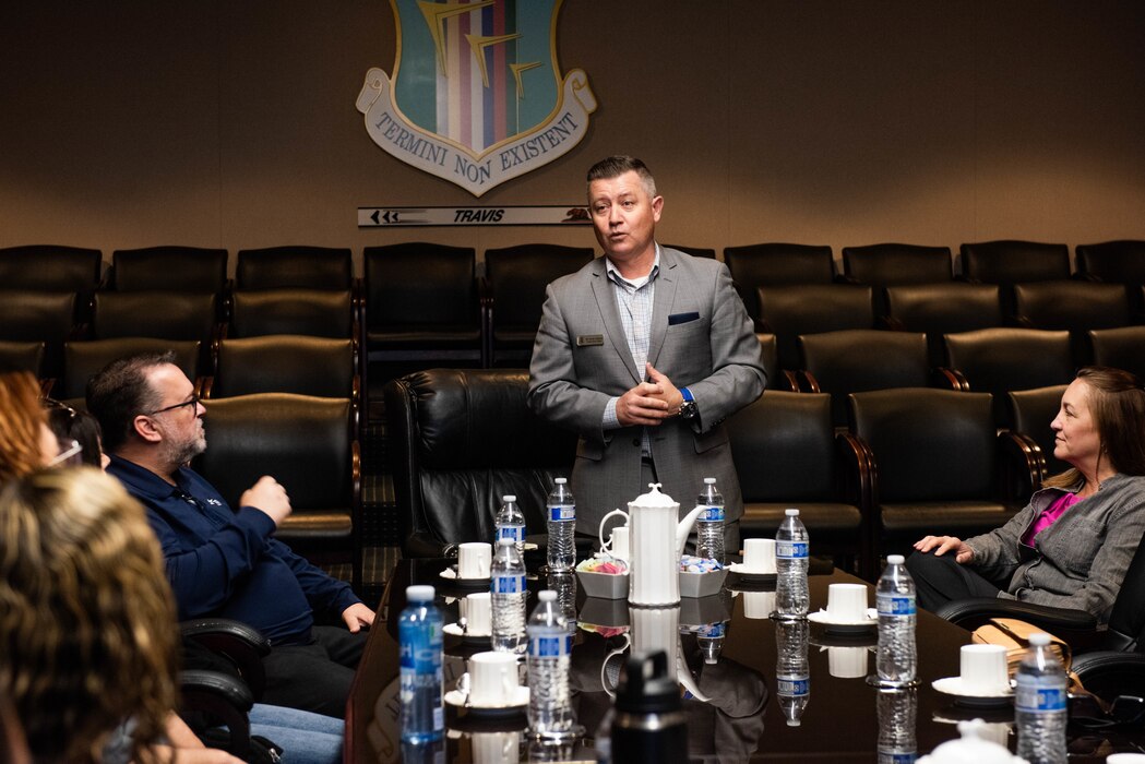 Leadership gives mission brief to distinguished visitors.