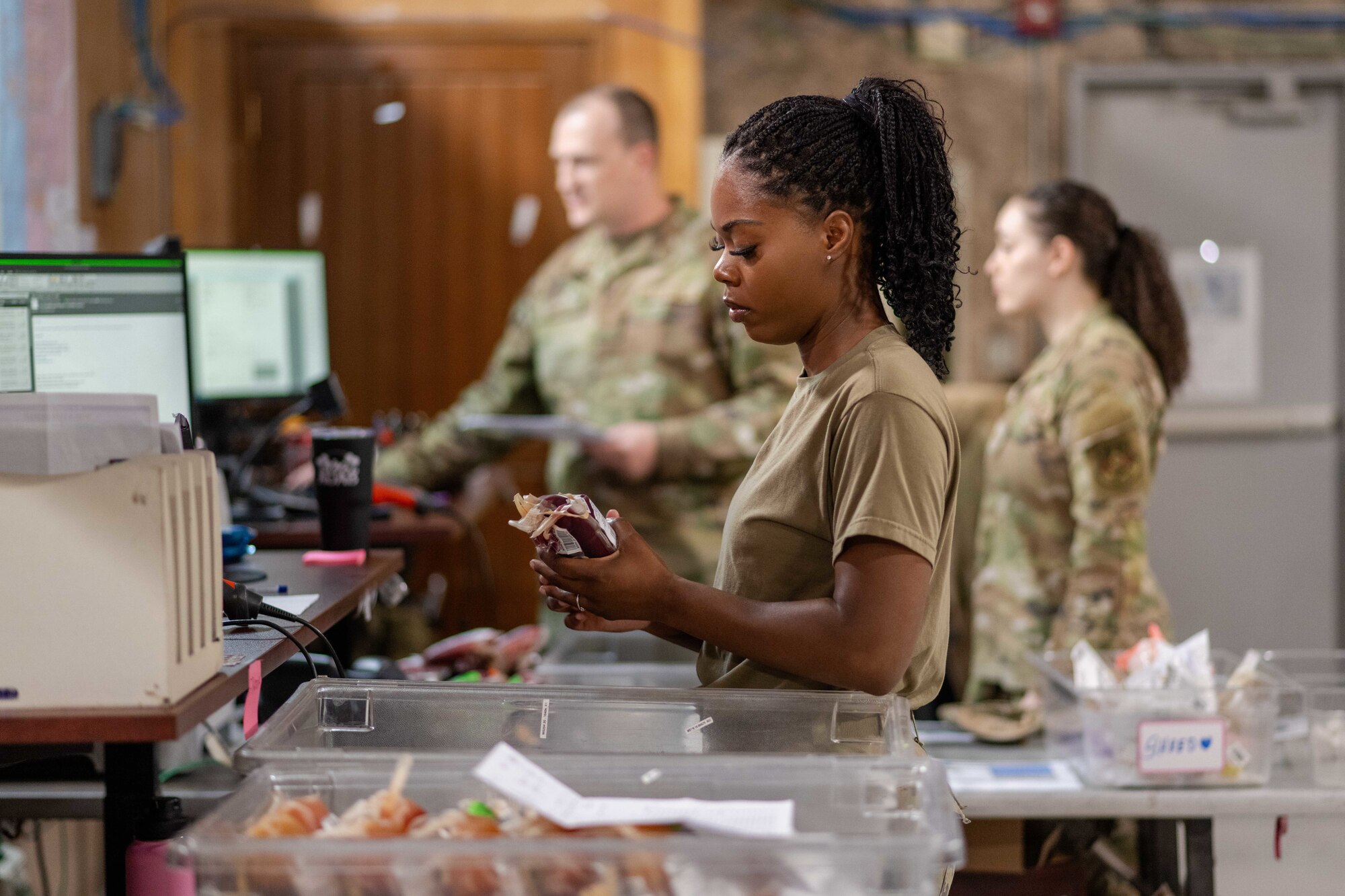 The 379th Expeditionary Medical Squadron Blood Transshipment Center receives, inspects and distributes all blood products throughout the CENTCOM AOR, including the U.S. armed forces and coalition partners. (U.S. Air Force photo)