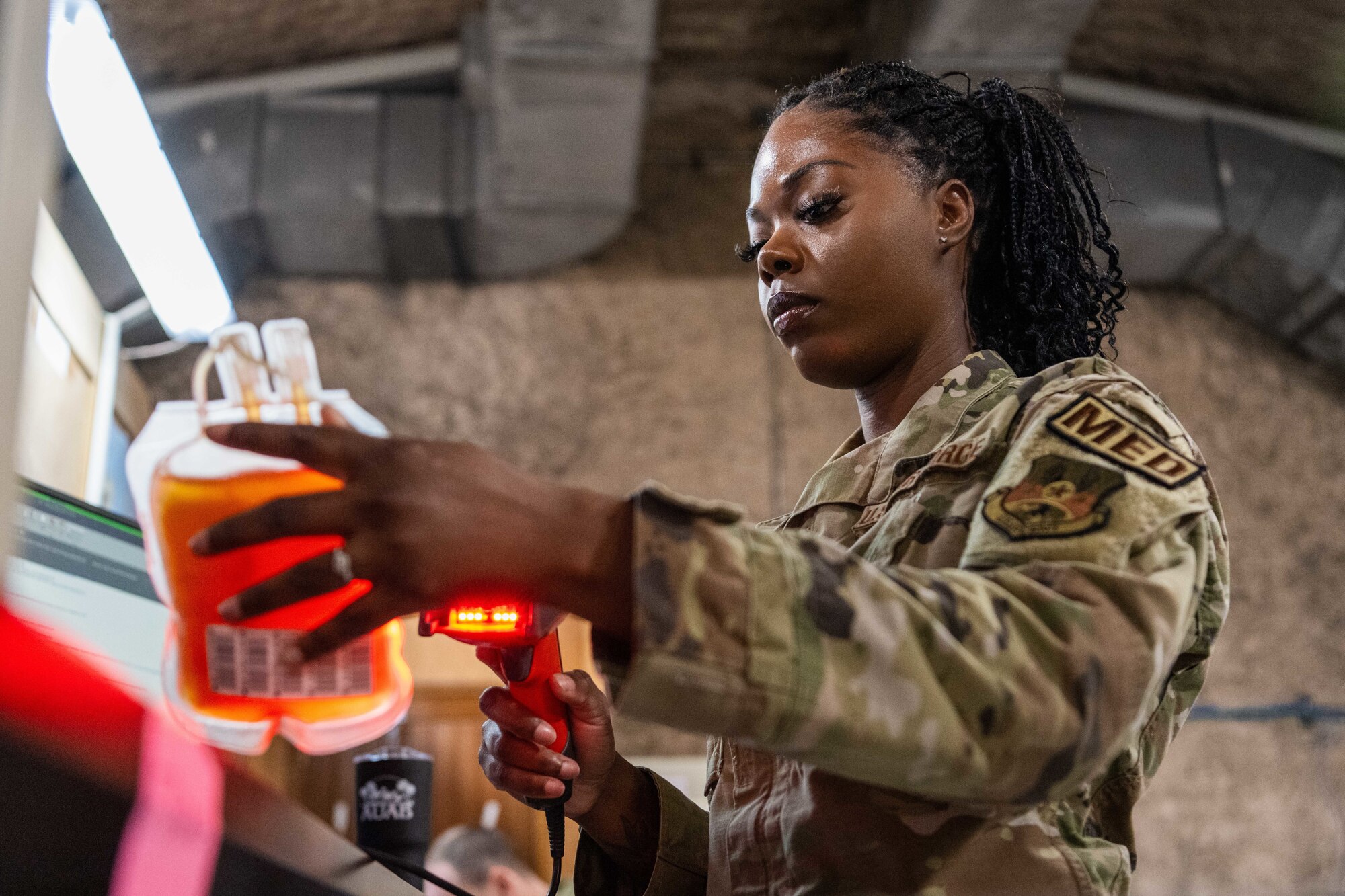 The 379th Expeditionary Medical Squadron Blood Transshipment Center receives, inspects and distributes all blood products throughout the CENTCOM AOR, including the U.S. armed forces and coalition partners. (U.S. Air Force photo)