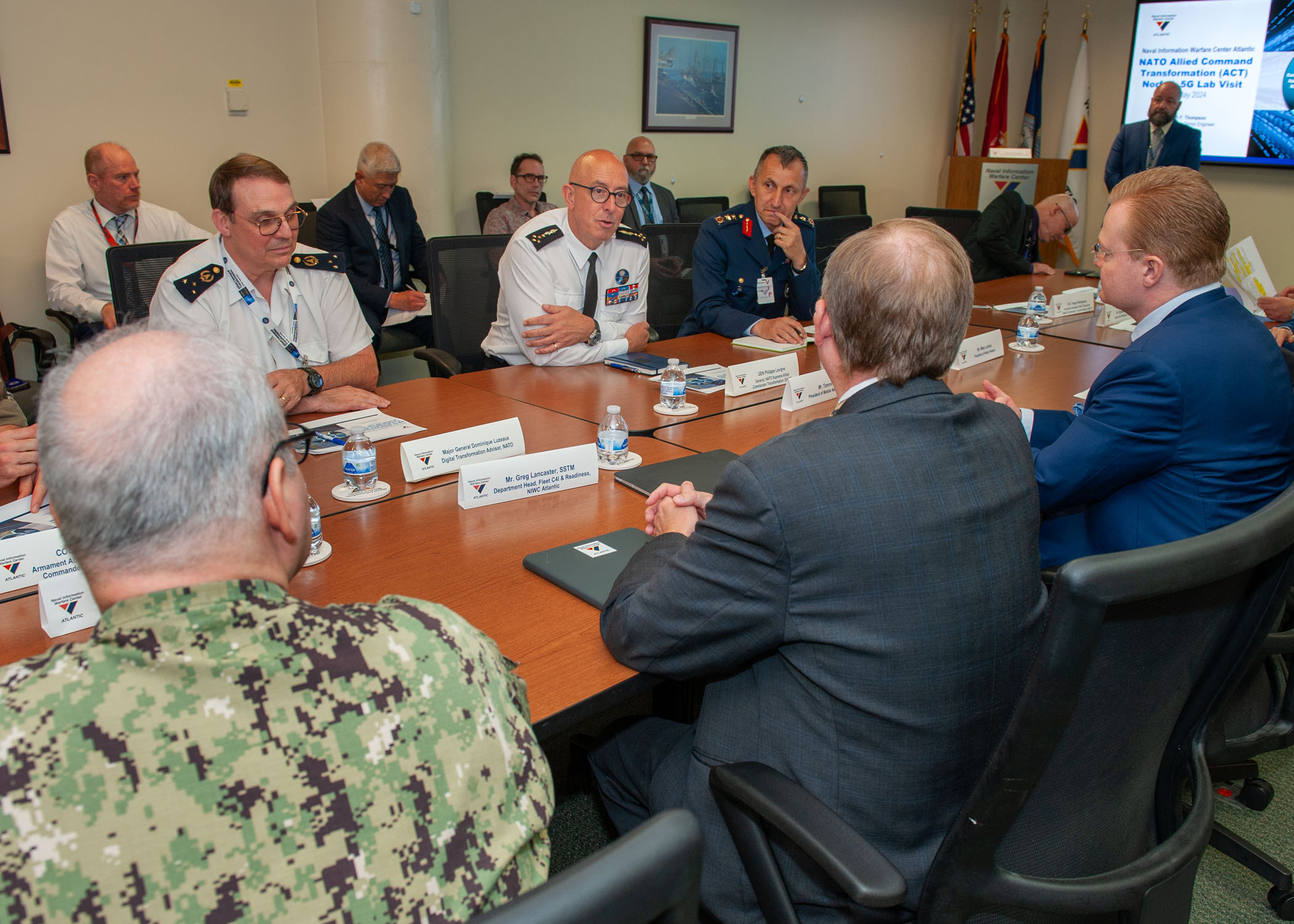 Kevin F. Thompson, NIWC Atlantic Senior Engineer and ARC Laboratory Director, led the tour and the associated brief of the lab's purpose and capabilities, which was also attended by NIWC Atlantic Executive Officer, Cmdr. Anthony Cagle and several other members of local leadership.