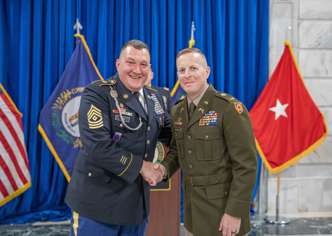 Family members, friends and fellow Guardsmen were in attendance for the officer commissioning ceremony inside the rotunda of the State Capitol building in Frankfort, Ky., April 20, 202. Nine officer candidates from Officer Candidate School Class 66-24 became the Kentucky National Guard’s newest second lieutenants. (U.S. Army National Guard photo by Sgt. Destini Keene)