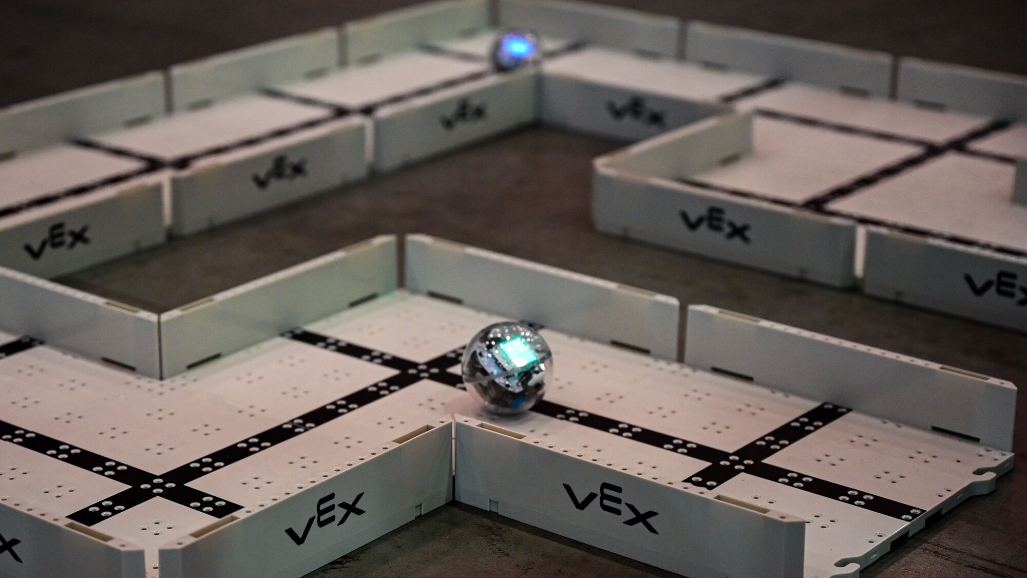 Robotics ball maneuvers through a maze.